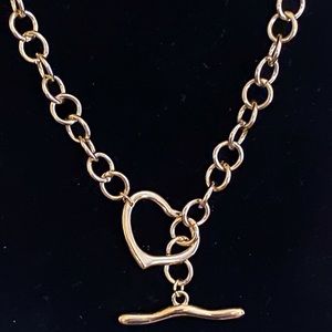New 18K Gold Plated Statement Heart Toggle Necklace.Chunky Gold Chain Choker 💗